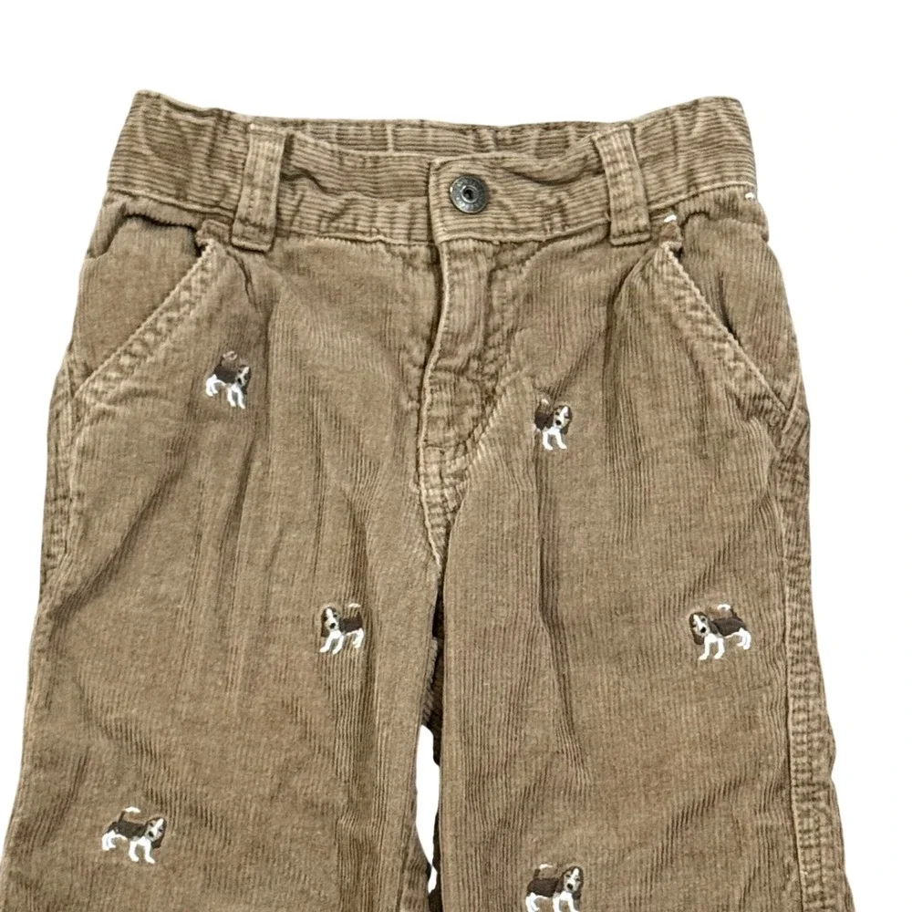 Vintage Gymboree Little Best Friend Corduroy embroidered Dog Pants Adj Waist 2T